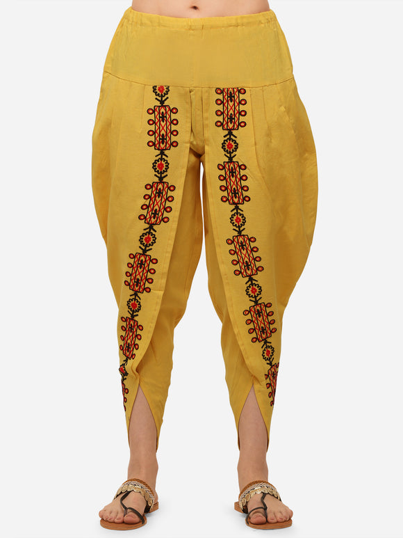 Mustard Dhoti wth with broad embroidery at the edges (MFDHOTI12)