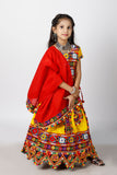 Banjara India Kutchi Emboidered Black Girls Chaniya Choli with Dupatta (CC-PTW) - Yellow