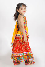 Banjara India Kutchi Emboidered Black Girls Chaniya Choli with Dupatta (CC-RJS) - Red