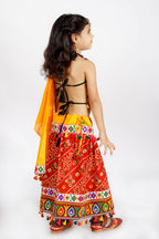Banjara India Kutchi Emboidered Black Girls Chaniya Choli with Dupatta (CC-RJS) - Red