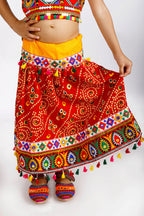 Banjara India Kutchi Emboidered Black Girls Chaniya Choli with Dupatta (CC-RJS) - Red