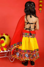 Banjara India Kutchi Emboidered Black Girls Chaniya Choli with Dupatta (CC-DMN) - Yellow