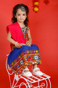 Banjara India Kutchi Emboidered Black Girls Chaniya Choli with Dupatta (CC-DMN) - Blue