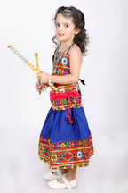 Banjara India Kutchi Emboidered Black Girls Chaniya Choli with Dupatta (CC-DMN) - Blue