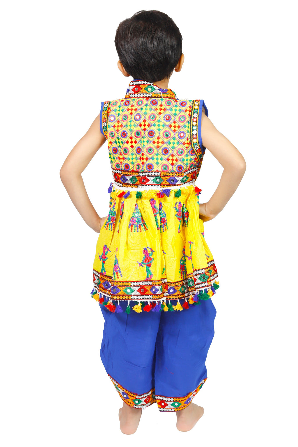 Embroidered Kedia Dhoti Set For Boys & Girls- KD-RGR-Yellow