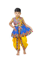 Embroidered Kedia Dhoti Set For Boys & Girls- KD-RGR-Blue