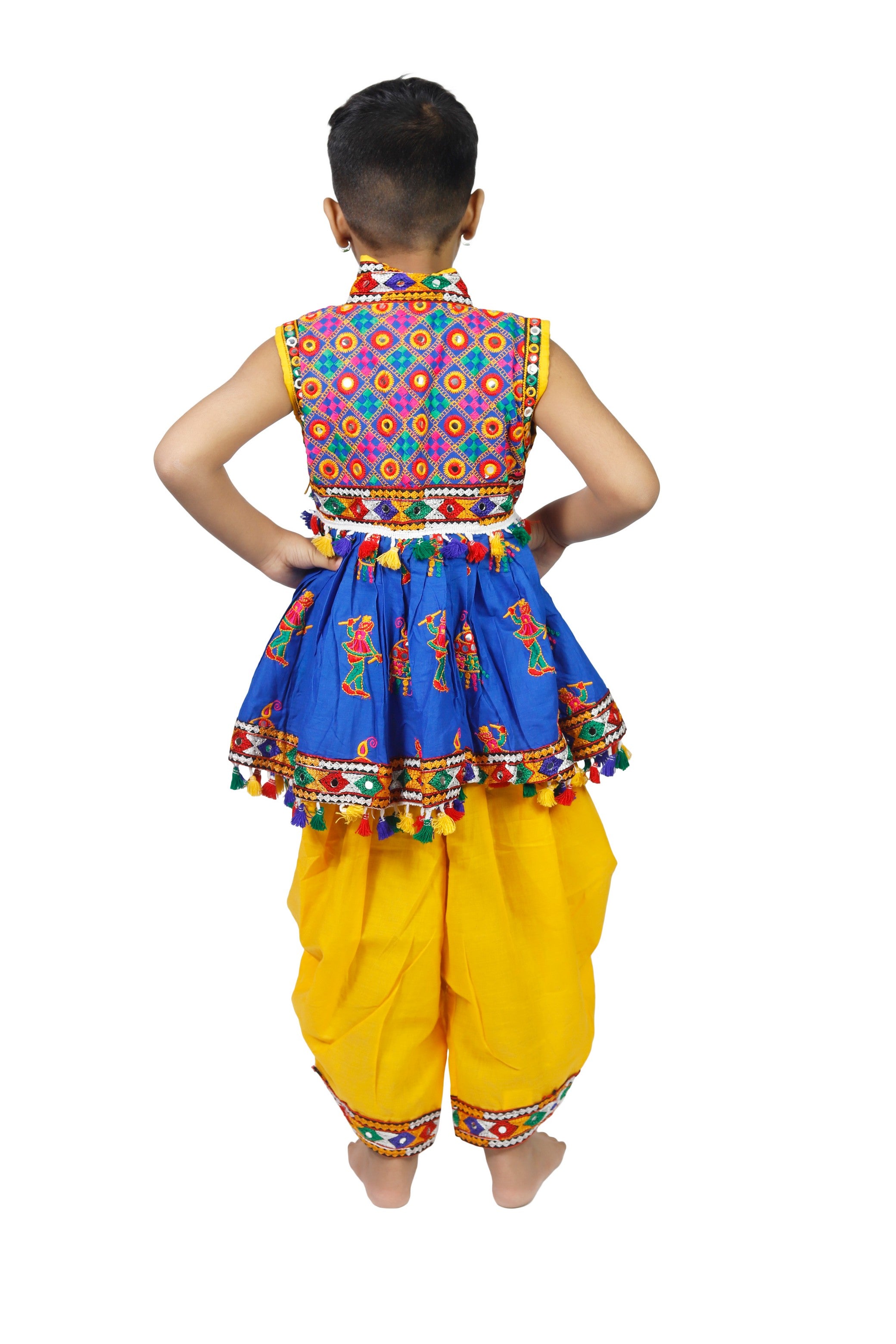 Embroidered Kedia Dhoti Set For Boys & Girls- KD-RGR-Blue