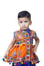 Embroidered Kedia Dhoti Set For Boys & Girls- KD-RGR-Orange