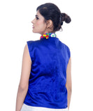 Banjara India Women's Dupion Silk Kutchi Embroidered Sleeveless Waist Length Jacket/Koti/Shrug (Bharchak) - MJK-BHK04 - Banjara India