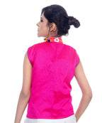 Banjara India Women's Dupion Silk Kutchi Embroidered Sleeveless Waist Length Jacket/Koti/Shrug (Bharchak) - MJK-BHK06 - Banjara India