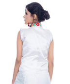 Banjara India Women's Dupion Silk Kutchi Embroidered Sleeveless Waist Length Jacket/Koti/Shrug (Chakachak) - MJK-CHK02 - Banjara India
