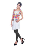 Banjara India Women's Dupion Silk Kutchi Embroidered Sleeveless Waist Length Jacket/Koti/Shrug (Chakachak) - MJK-CHK02 - Banjara India
