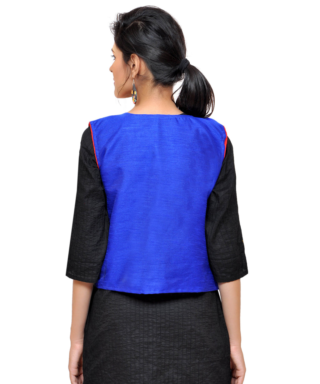 Dupion Silk Kutchi Embroidered Waist Length Jacket/Koti/Shrug (Circus) - MJK-CIRCUS04