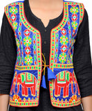 Dupion Silk Kutchi Embroidered Waist Length Jacket/Koti/Shrug (Circus) - MJK-CIRCUS04