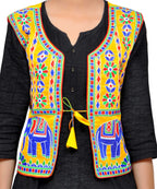 Dupion Silk Kutchi Embroidered Waist Length Jacket/Koti/Shrug (Circus) - MJK-CIRCUS05