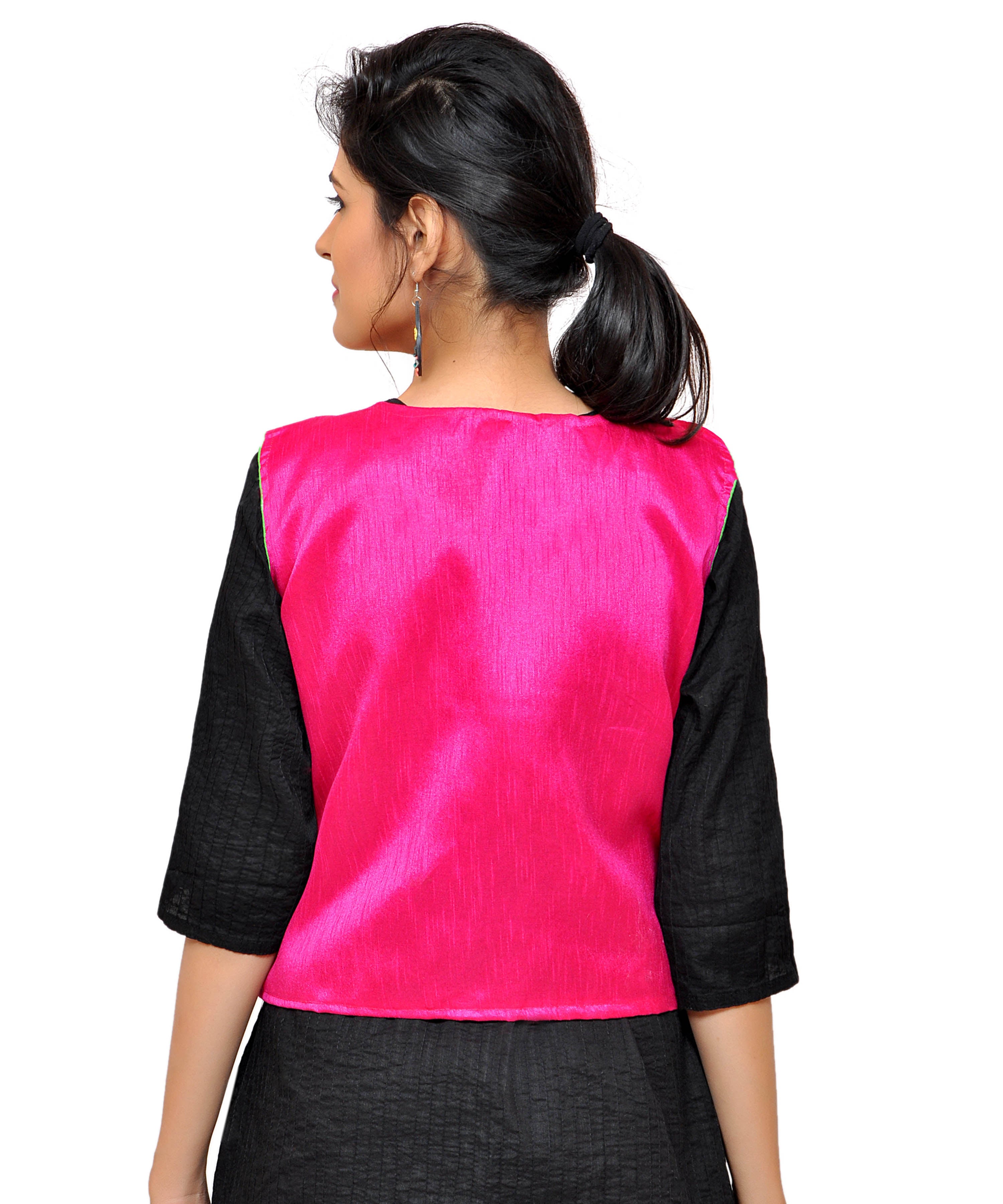 Dupion Silk Kutchi Embroidered Waist Length Jacket/Koti/Shrug (Circus) - MJK-CIRCUS06