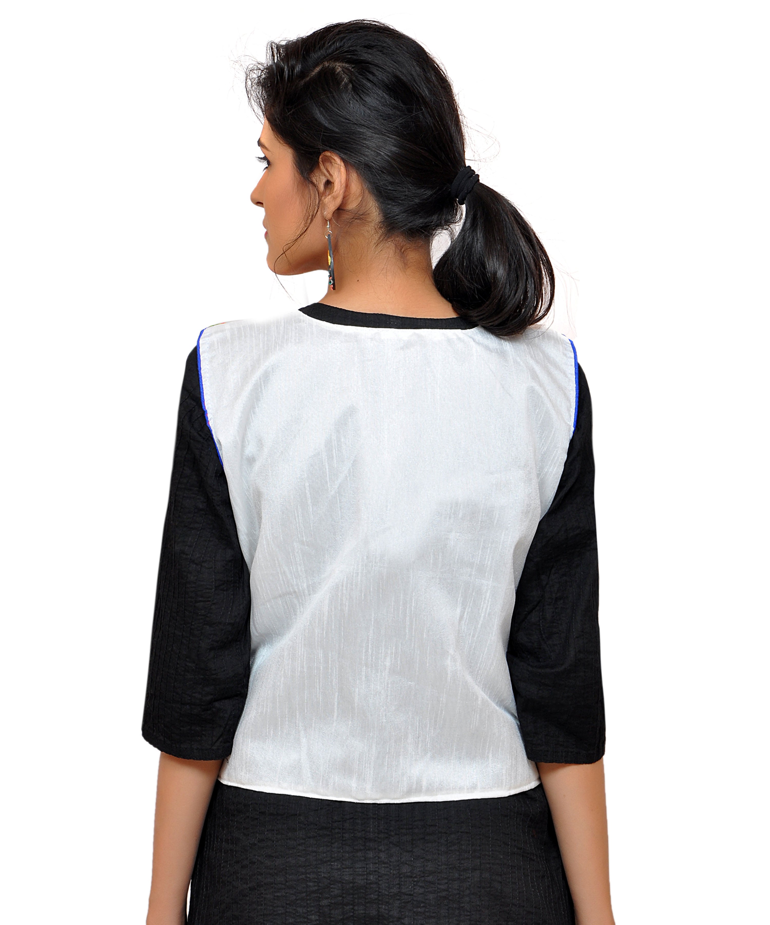 Dupion Silk Kutchi Embroidered Waist Length Jacket/Koti/Shrug (Disco) - MJK-DISCO02