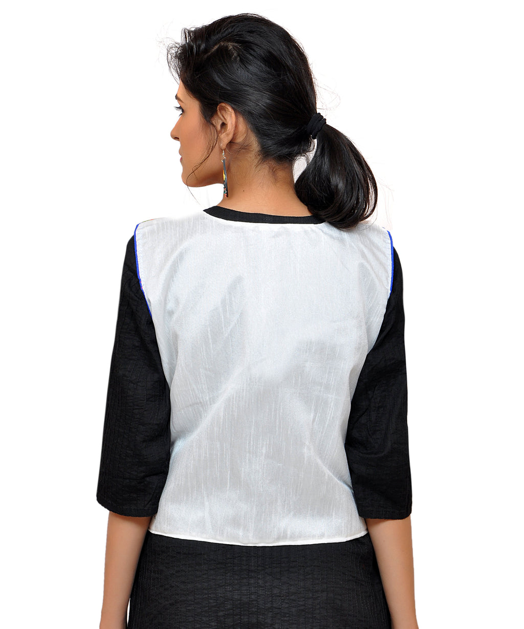 Dupion Silk Kutchi Embroidered Waist Length Jacket/Koti/Shrug (Circus) - MJK-CIRCUS02