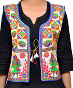 Dupion Silk Kutchi Embroidered Waist Length Jacket/Koti/Shrug (Disco) - MJK-DISCO02
