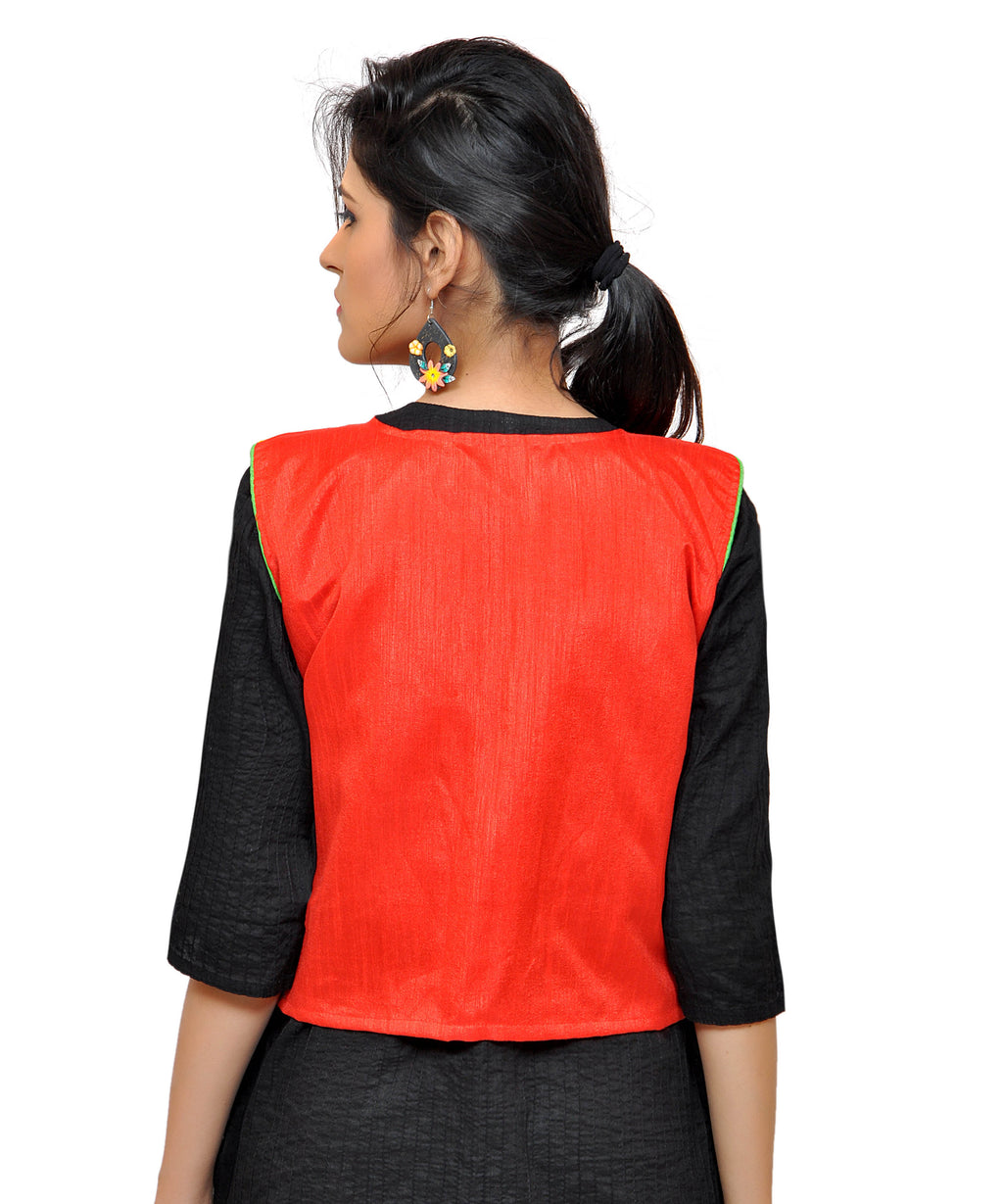 Dupion Silk Kutchi Embroidered Waist Length Jacket/Koti/Shrug (Disco) - MJK-DISCO03