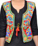 Dupion Silk Kutchi Embroidered Waist Length Jacket/Koti/Shrug (Disco) - MJK-DISCO03