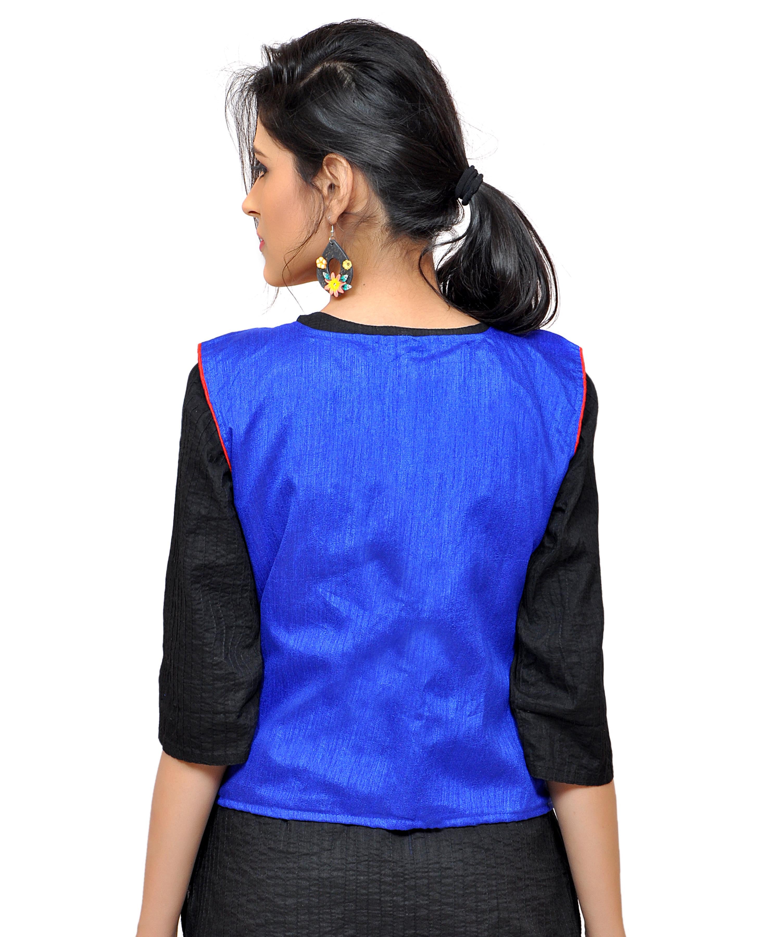 Dupion Silk Kutchi Embroidered Waist Length Jacket/Koti/Shrug (Disco) - MJK-DISCO04
