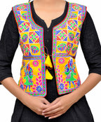 Dupion Silk Kutchi Embroidered Waist Length Jacket/Koti/Shrug (Disco) - MJK-DISCO05