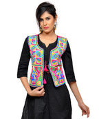 Dupion Silk Kutchi Embroidered Waist Length Jacket/Koti/Shrug (Disco) - MJK-DISCO06
