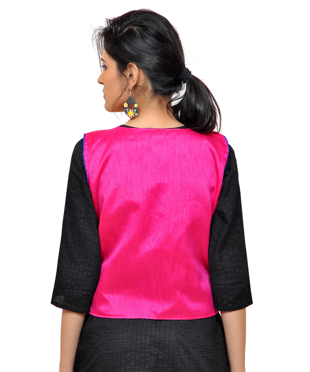 Dupion Silk Kutchi Embroidered Waist Length Jacket/Koti/Shrug (Disco) - MJK-DISCO06