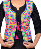 Dupion Silk Kutchi Embroidered Waist Length Jacket/Koti/Shrug (Disco) - MJK-DISCO06