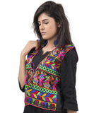 Banjara India Women's Dupion Silk Kutchi Embroidered Sleeveless Waist Length Jacket/Koti/Shrug (Garba) - MJK-GRB01 - Banjara India