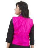 Banjara India Women's Dupion Silk Kutchi Embroidered Sleeveless Waist Length Jacket/Koti/Shrug (Garba) - MJK-GRB06 - Banjara India