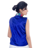 Banjara India Women's Dupion Silk Kutchi Embroidered Sleeveless Waist Length Jacket/Koti/Shrug (Haathi) - MJK-HTH04 - Banjara India