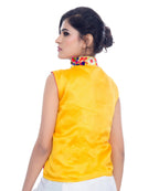 Banjara India Women's Dupion Silk Kutchi Embroidered Sleeveless Waist Length Jacket/Koti/Shrug (Haathi) - MJK-HTH05 - Banjara India