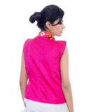 Banjara India Women's Dupion Silk Kutchi Embroidered Sleeveless Waist Length Jacket/Koti/Shrug (Haathi) - MJK-HTH06 - Banjara India