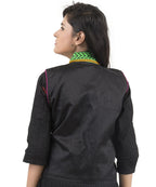 Banjara India Women's Dupion Silk Kutchi Embroidered Sleeveless Waist Length Jacket/Koti/Shrug (Pankhida) - MJK-PKHD01 - Banjara India