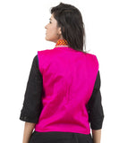 Banjara India Women's Dupion Silk Kutchi Embroidered Sleeveless Waist Length Jacket/Koti/Shrug (Pankhida) - MJK-PKHD06 - Banjara India