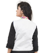Banjara India Women's Dupion Silk Kutchi Embroidered Sleeveless Waist Length Jacket/Koti/Shrug (Rasna) - MJK-RAS02 - Banjara India