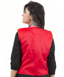 Banjara India Women's Dupion Silk Kutchi Embroidered Sleeveless Waist Length Jacket/Koti/Shrug (Rasna) - MJK-RAS03 - Banjara India