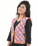 Banjara India Women's Dupion Silk Kutchi Embroidered Sleeveless Waist Length Jacket/Koti/Shrug (Rasna) - MJK-RAS05 - Banjara India