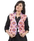Banjara India Women's Dupion Silk Kutchi Embroidered Sleeveless Waist Length Jacket/Koti/Shrug (Sunflower) - MJK-SUN02 - Banjara India