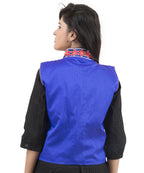 Banjara India Women's Dupion Silk Kutchi Embroidered Sleeveless Waist Length Jacket/Koti/Shrug (Sunflower) - MJK-SUN04 - Banjara India