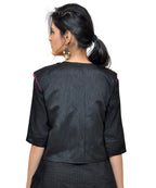 Dupion Silk Kutchi Embroidered Waist Length Jacket/Koti/Shrug (Chakkar) - MJK-CKKR01