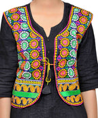 Dupion Silk Kutchi Embroidered Waist Length Jacket/Koti/Shrug (Chakkar) - MJK-CKKR01