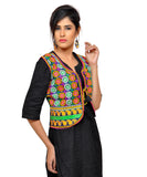 Dupion Silk Kutchi Embroidered Waist Length Jacket/Koti/Shrug (Chakkar) - MJK-CKKR01