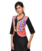 Dupion Silk Kutchi Embroidered Waist Length Jacket/Koti/Shrug (Chakkar) - MJK-CKKR02