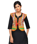 Dupion Silk Kutchi Embroidered Waist Length Jacket/Koti/Shrug (Chakkar) - MJK-CKKR03