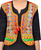 Dupion Silk Kutchi Embroidered Waist Length Jacket/Koti/Shrug (Chakkar) - MJK-CKKR03