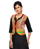 Dupion Silk Kutchi Embroidered Waist Length Jacket/Koti/Shrug (Chakkar) - MJK-CKKR03