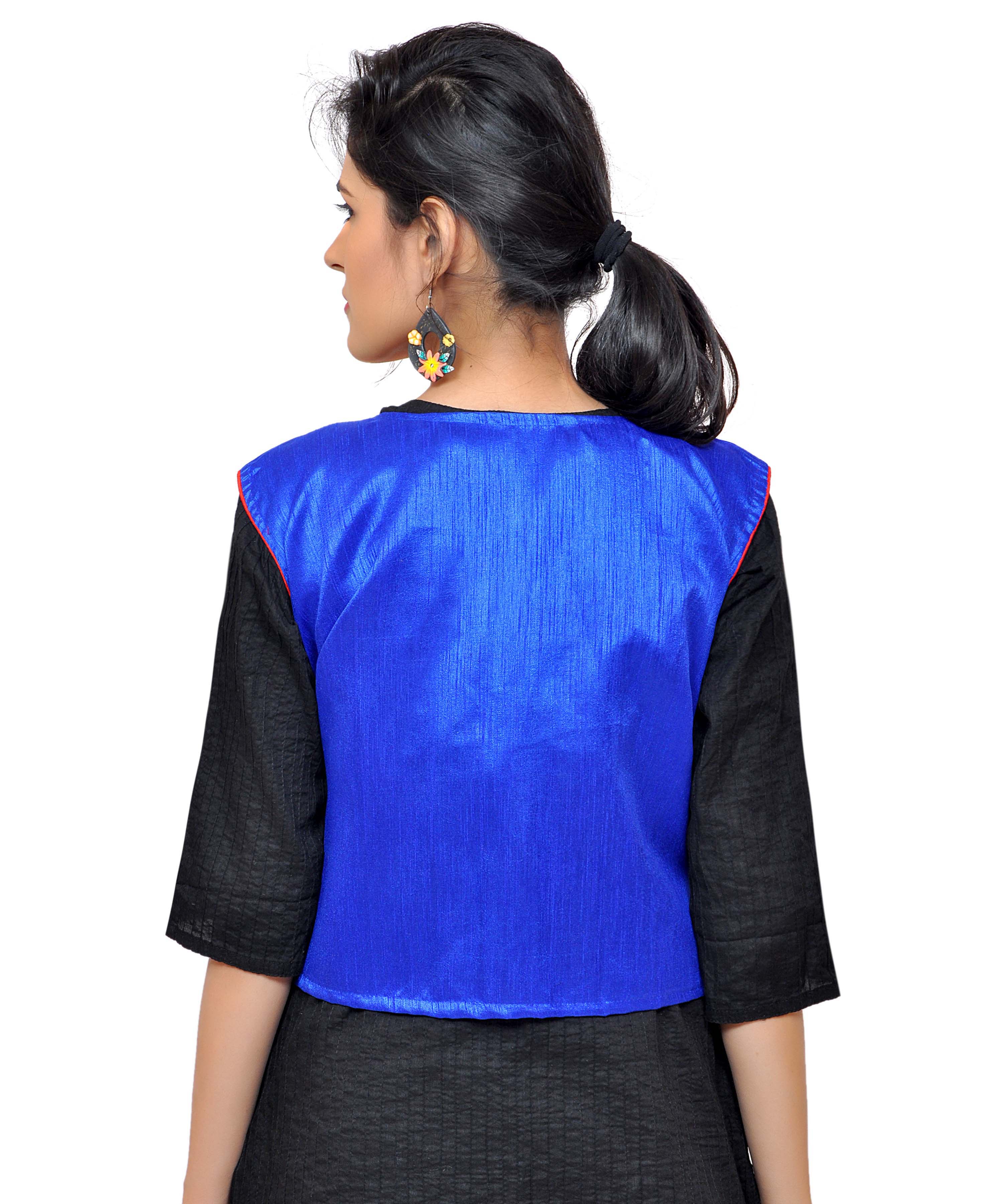 Dupion Silk Kutchi Embroidered Waist Length Jacket/Koti/Shrug (Chakkar) - MJK-CKKR04